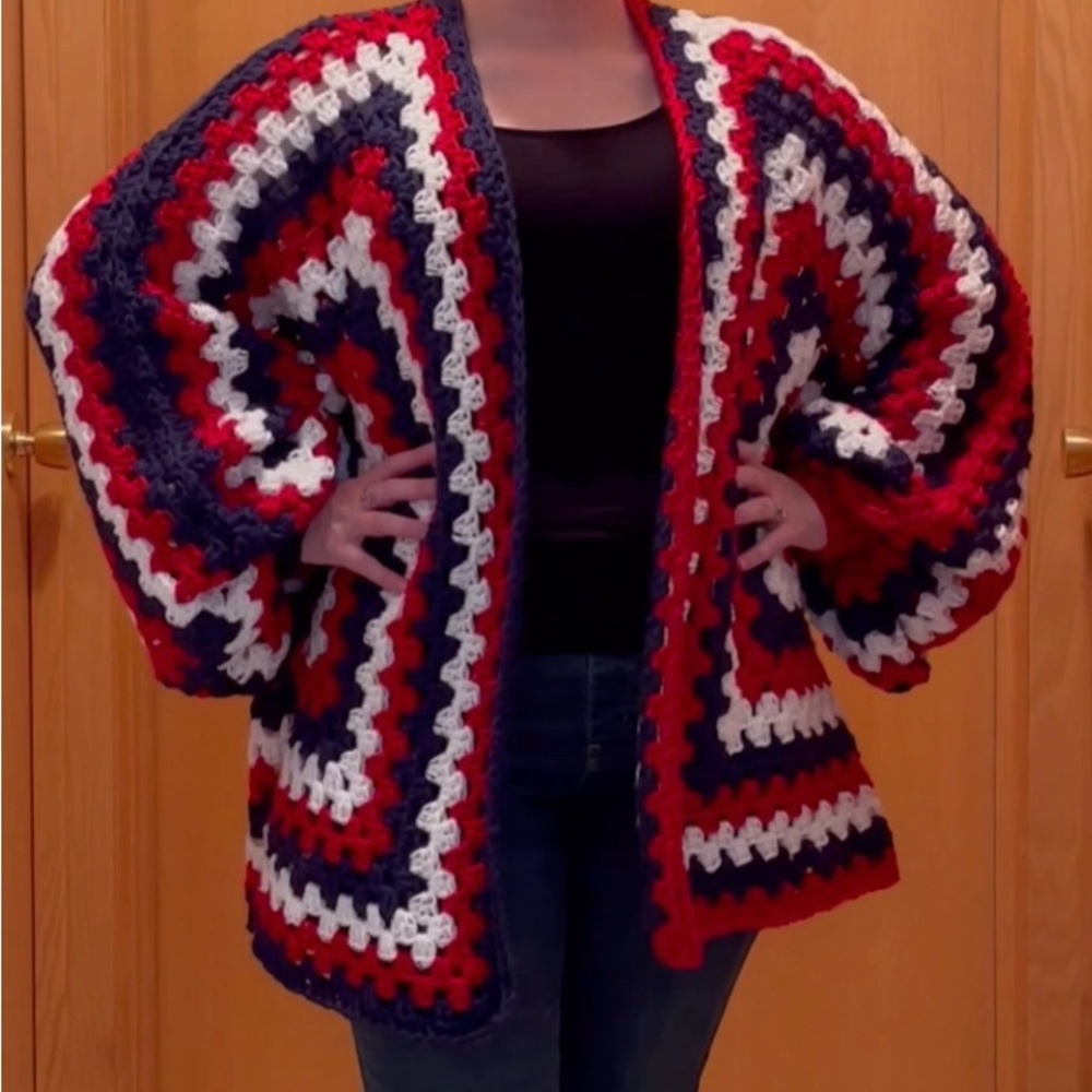 Crochet Open-Front Cardigan